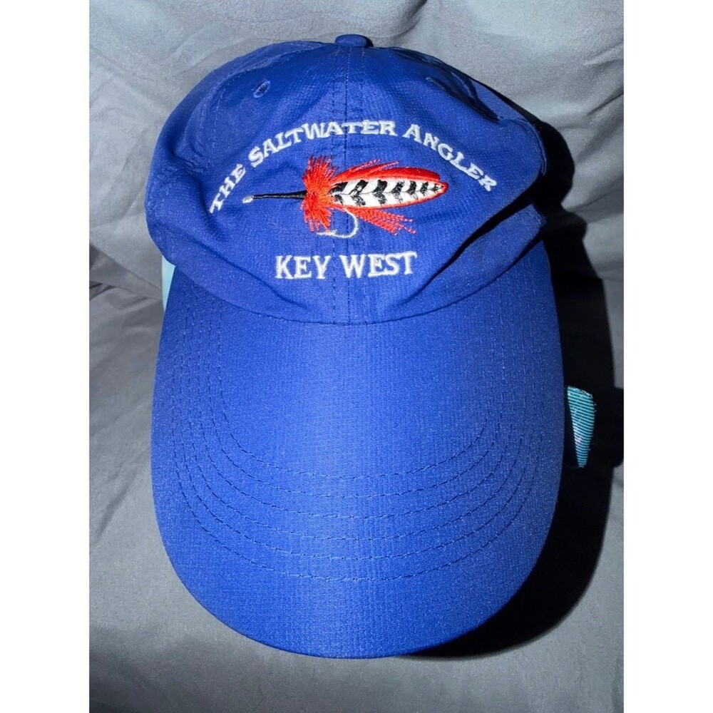 The Saltwater Angler Key West Fishing Hat Blue Fly Lure Adjustable Cap